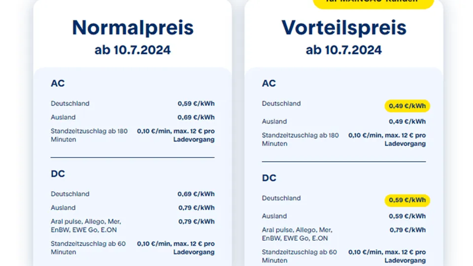 Neuer Maingau Ladetarif ab 10.07.2024 Neuer Maingau Ladetarif ab 10.07.2024