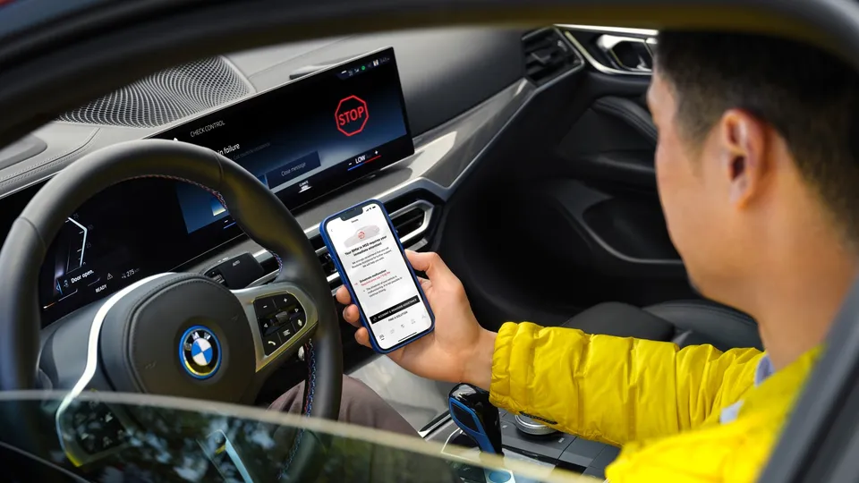 BMW zeigt Warnhinweis in App und Auto BMW zeigt Warnhinweis in App und Auto
