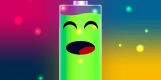 Animation einer Batterie mit gesicht