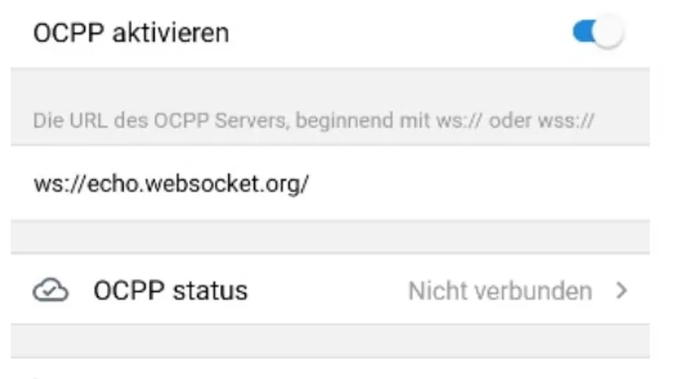 go-e Charging App mit OCPP Einstellung go-e Charging App mit OCPP Einstellung