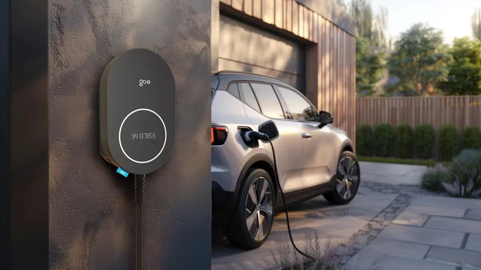 go-e Charger PRO Cable 22 kW als Alternative zur Porsche Wallbox an Hauswand
