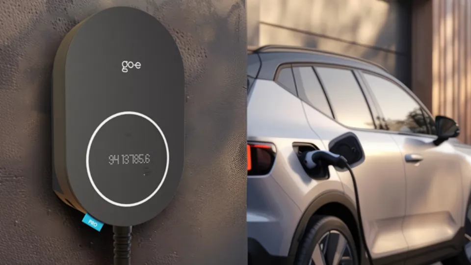 go-e Charger Pro Cable als Alternative zur Tesla Wallbox lädt einen Dienstwagen go-e Charger Pro Cable als Alternative zur Tesla Wallbox lädt einen Dienstwagen