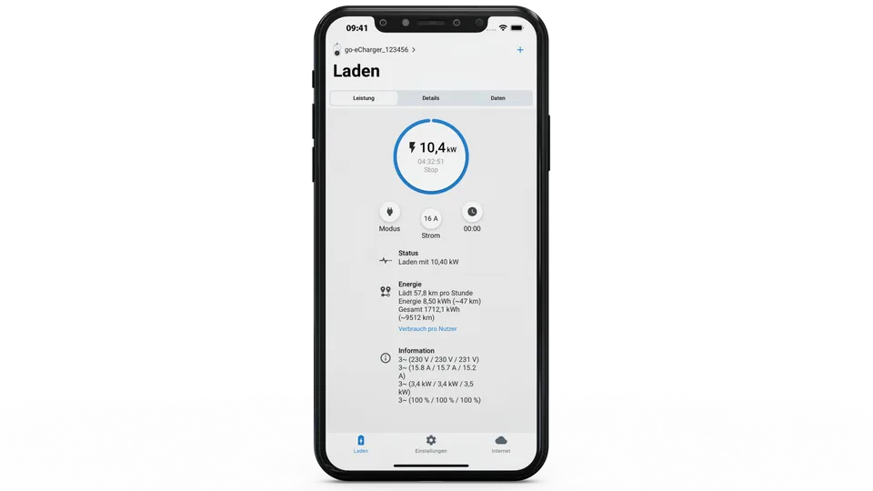 App-Steuerung des PV-Überschussladens mit go-e Charger auf dem Smartphone