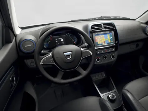 Dacia Spring Electric in der Farbe grau Ansicht der Instrumente im Cockpit