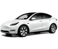 Tesla Model Y Maximale Reichweite Frontansicht Tesla Model Y Maximale Reichweite Frontansicht